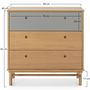 Voir la diapositive 2 : VS VENTA-STOCK Commode de nuit Magnus 3 tiroirs , bois massif , 80 cm Largeur