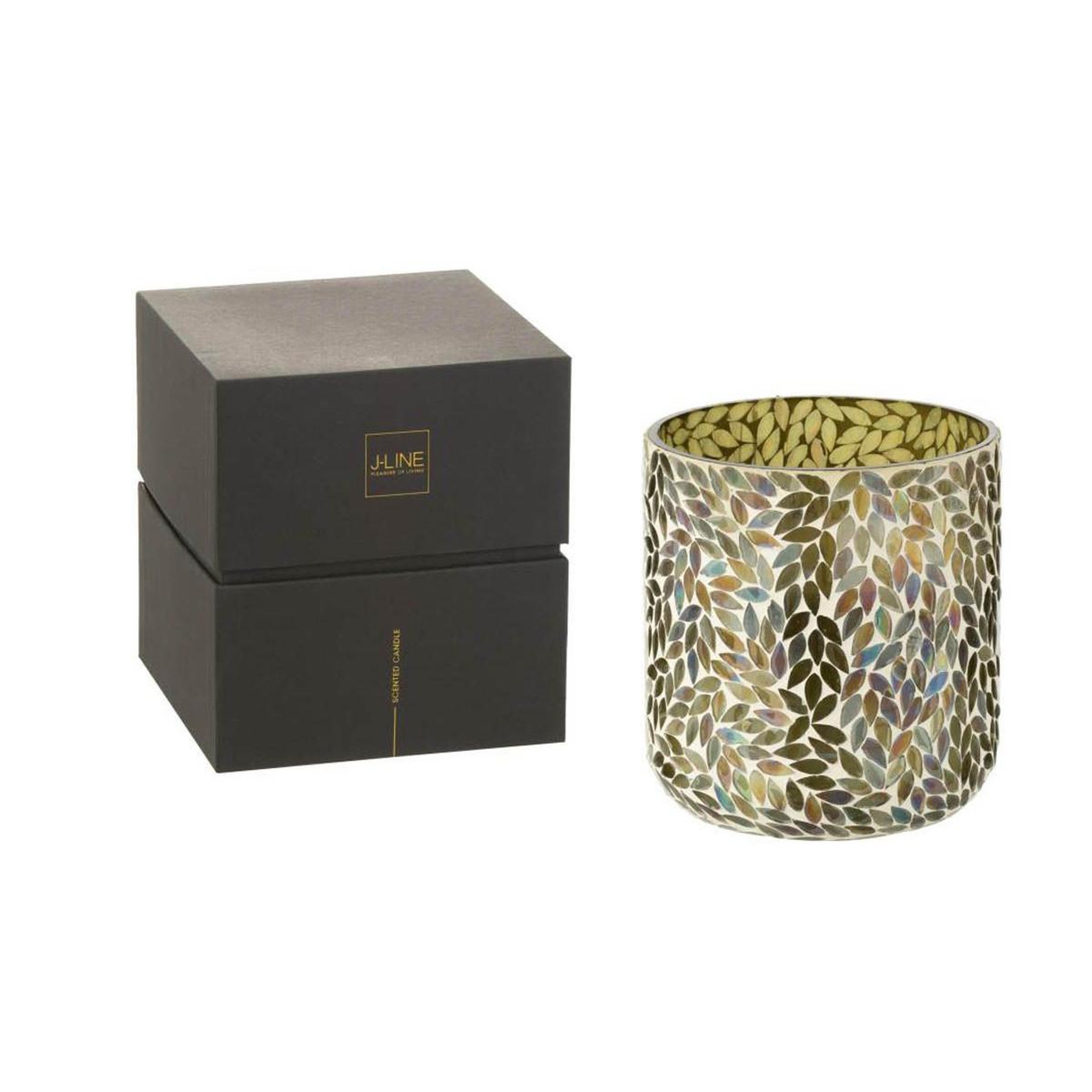 Voir la diapositive 2 : J-LINE Bougie Parfumée Mosaïque  Cyra  20cm Tea & Herbscire