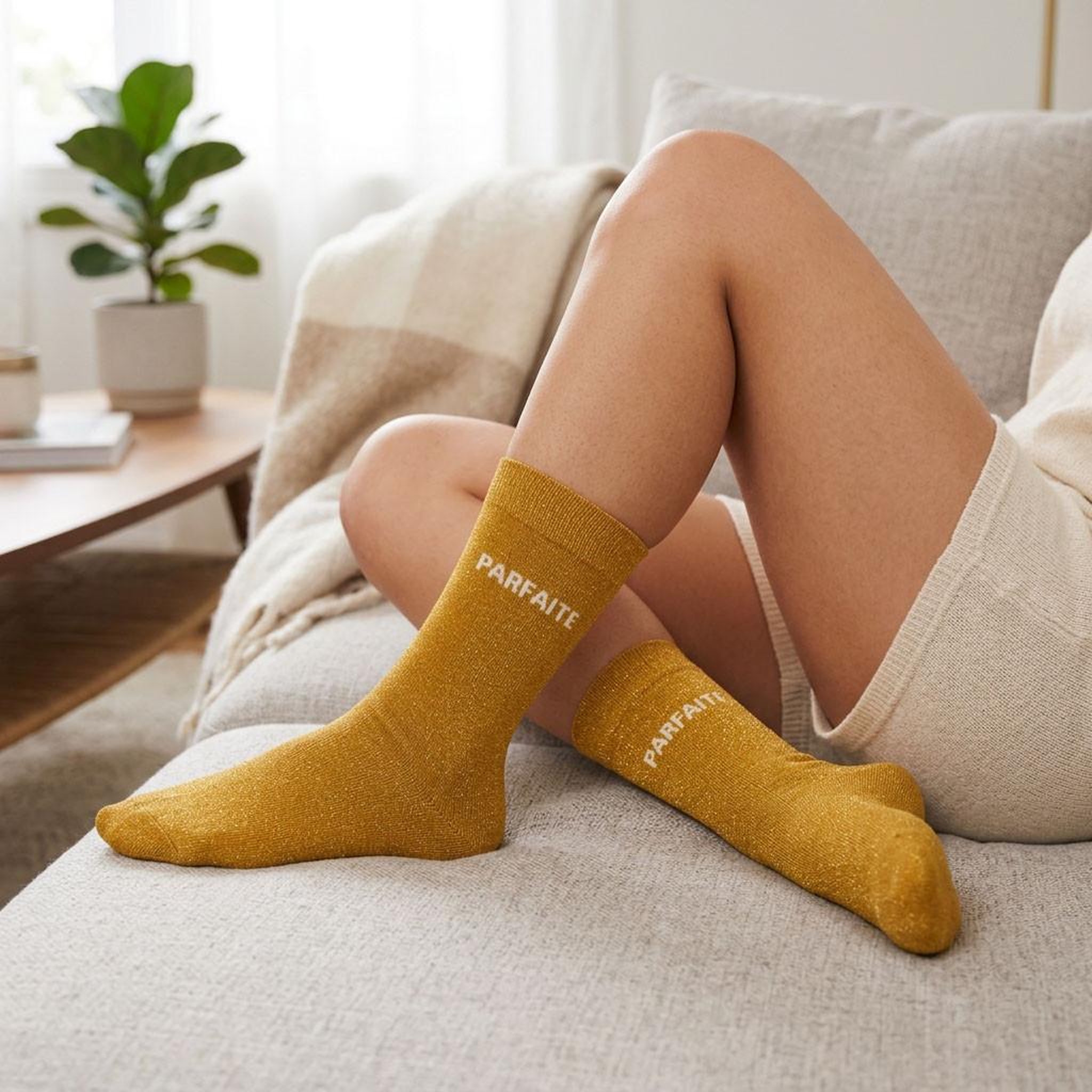 Voir la diapositive 2 : OZABI Chaussettes Femme Lurex Message Humoristique