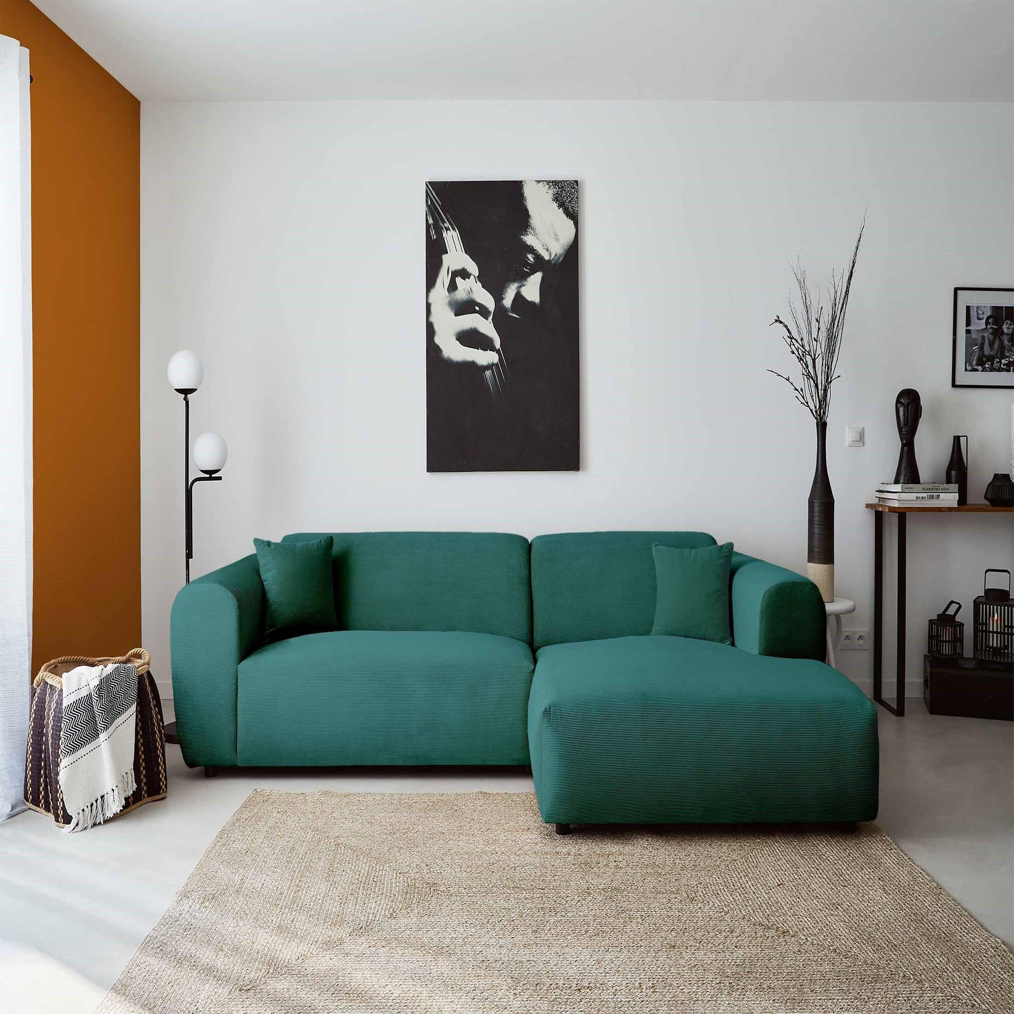 Voir la diapositive 5 : LISA DESIGN Aumance - canapé d'angle droit 4 places - en velours côtelé