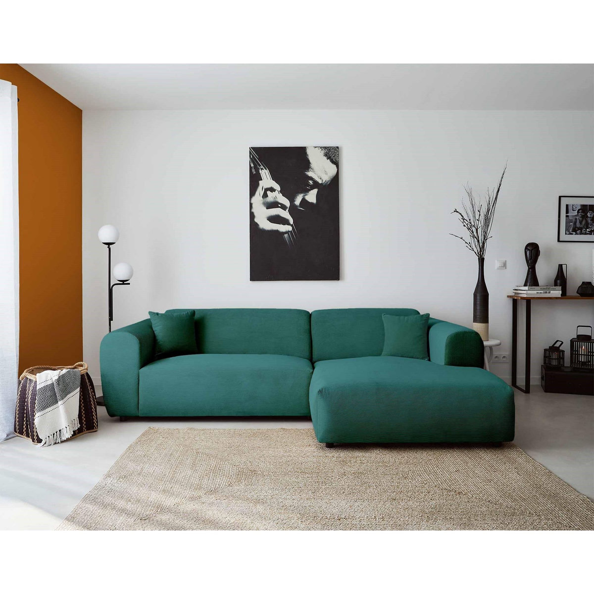 LISA DESIGN Aumance - canapé d'angle droit 4 places - en velours côtelé