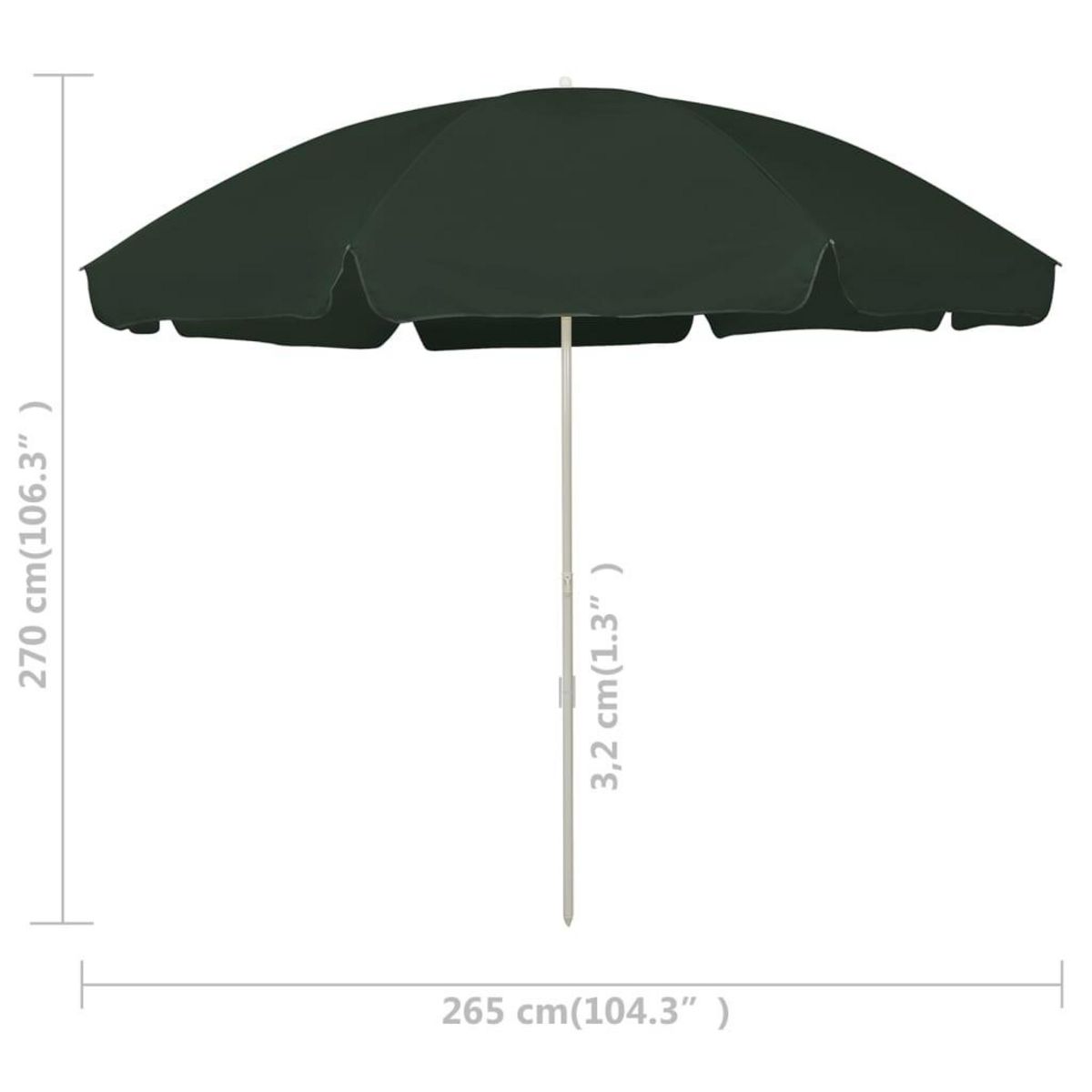 VIDAXL Parasol de plage vert 300 cm