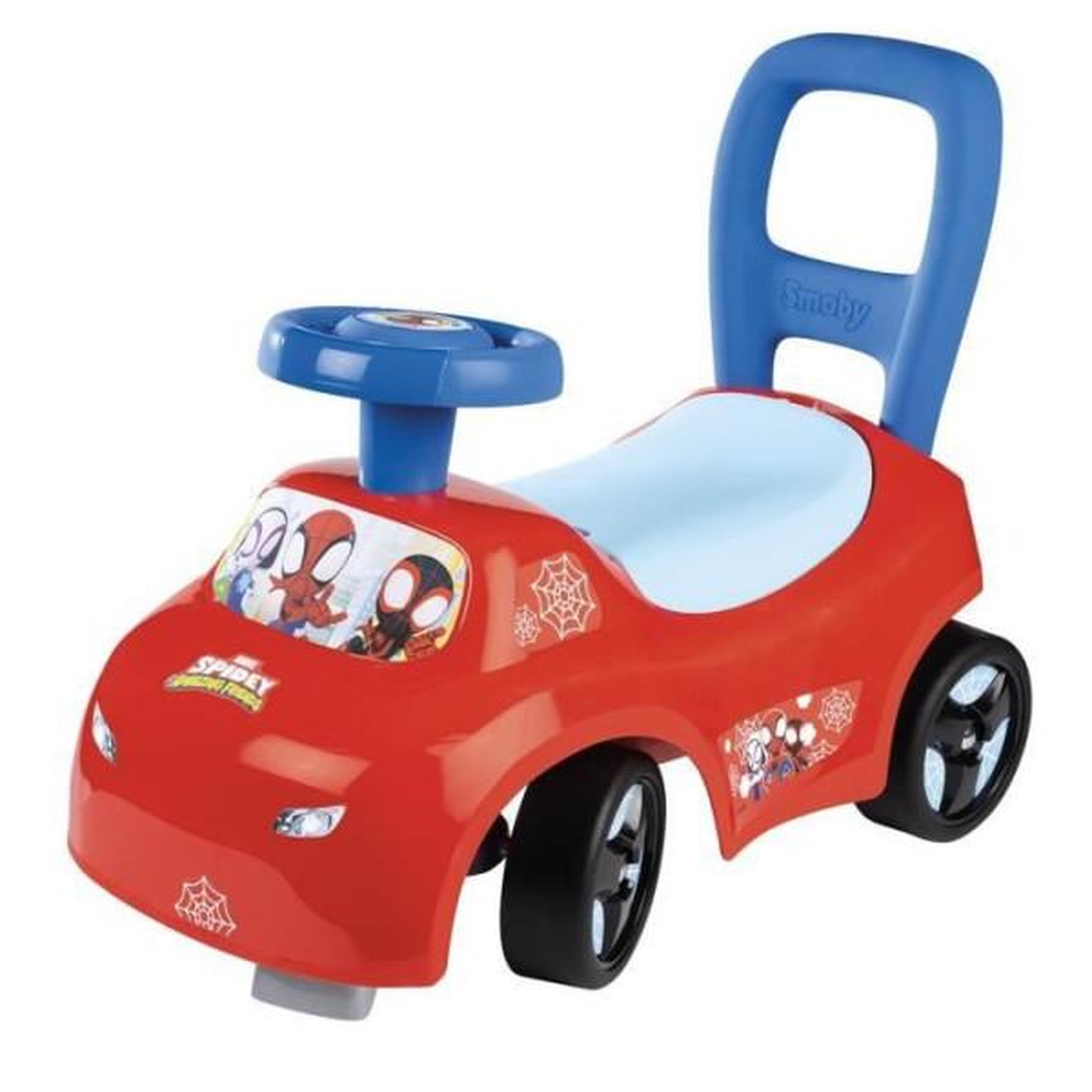 SMOBY Porteur trotteur smoby -  auto enfant 2 en 1 - spidey - coffre sous la selle - des 10 mois - fabrication française