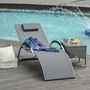 Voir la diapositive 2 : OUTSUNNY Bain de soleil transat design contemporain avec appui-tête grand confort léger aluminium textilène 160 x 60 x 65 cm gris