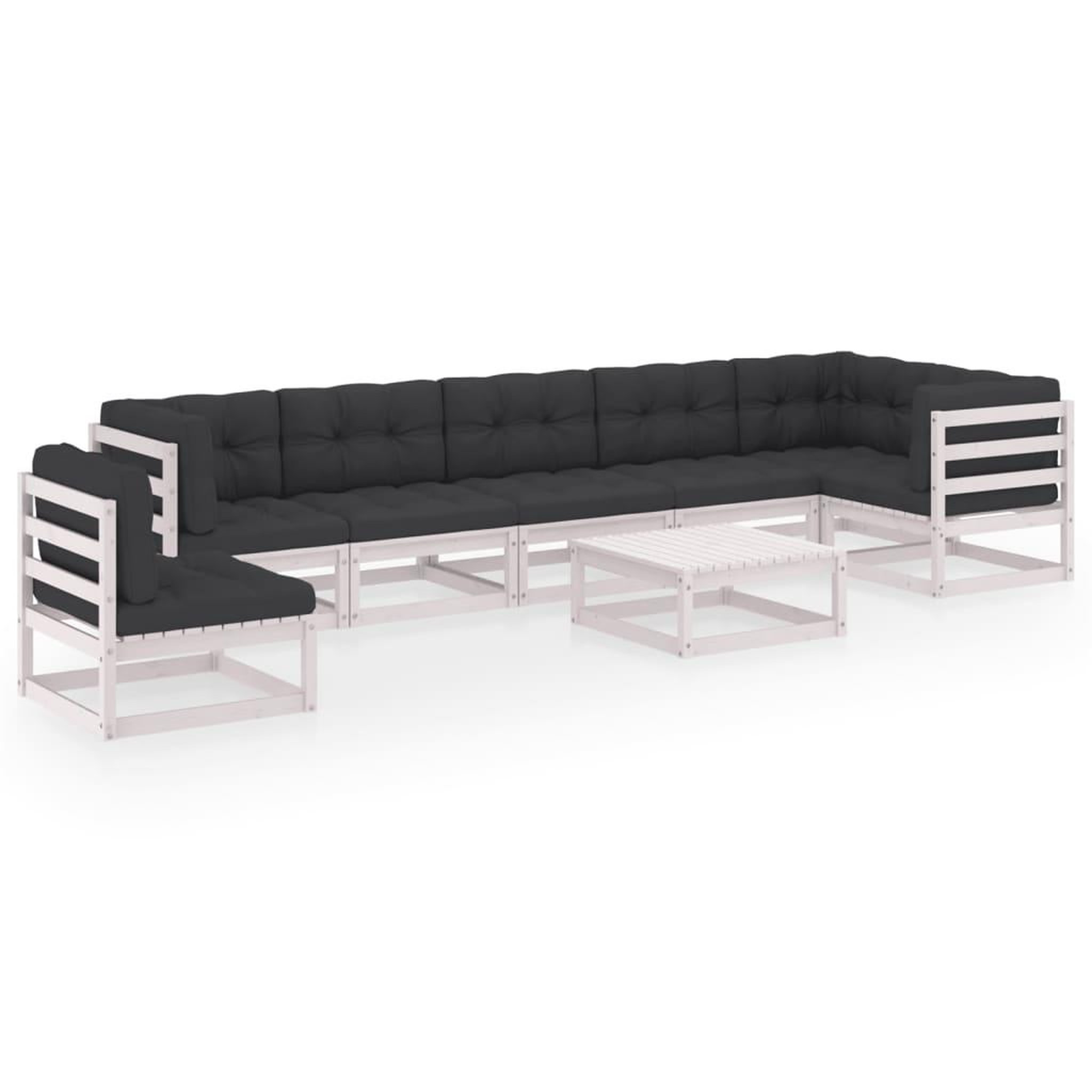 Voir la diapositive 2 : VIDAXL Salon de jardin 8 pcs avec coussins Bois de pin massif