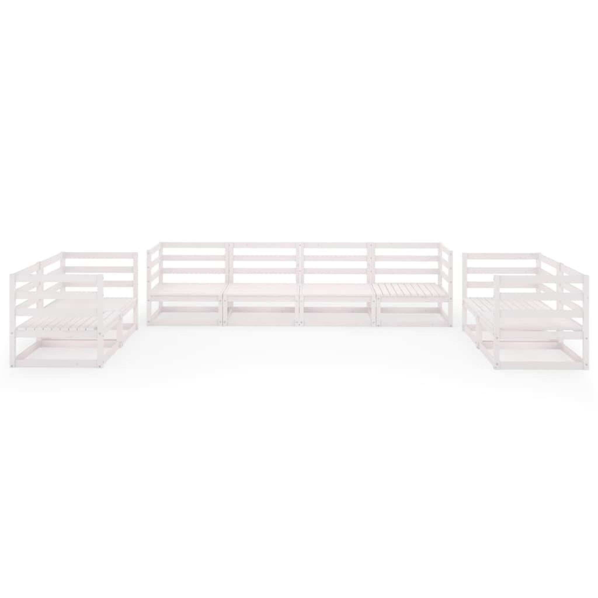 Voir la diapositive 3 : VIDAXL Salon de jardin 8 pcs Blanc Bois de pin massif