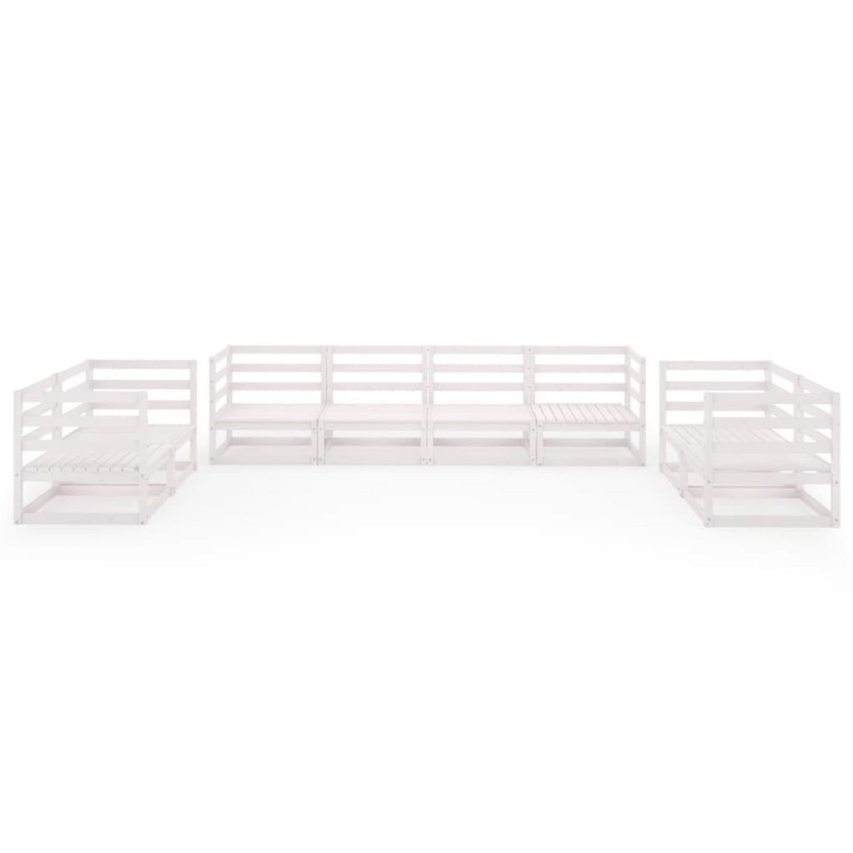 VIDAXL Salon de jardin 8 pcs Blanc Bois de pin massif