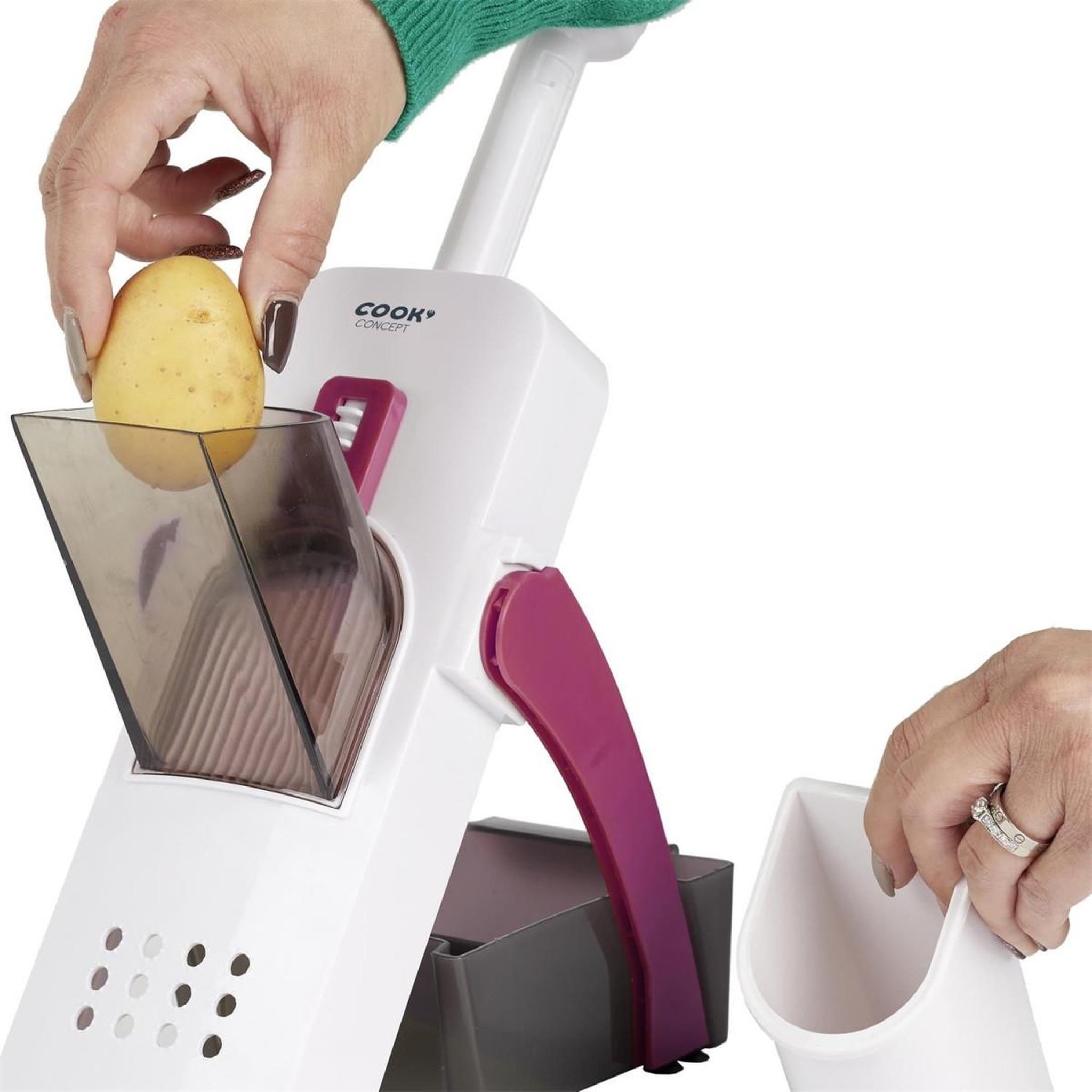 Voir la diapositive 6 : COOK CONCEPT Mandoline avec manche  4 en 1  33cm bordeaux