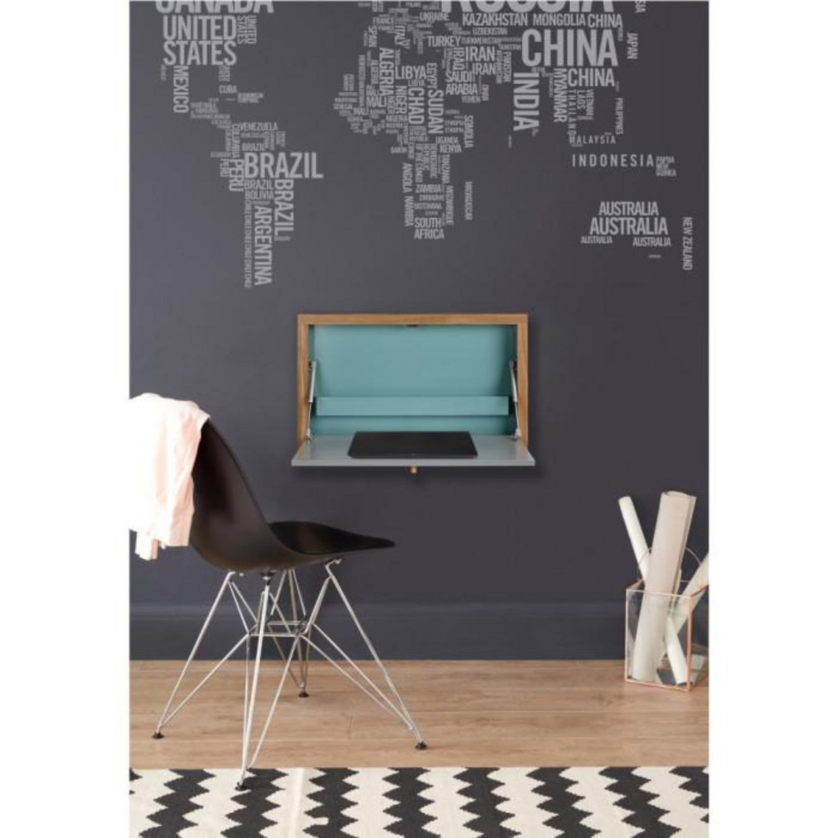 Paris Prix Bureau Mural Design  Brenta  74cm Bleu