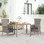 VIDAXL Table de jardin et dessus en bois Gris Resine tressee et acacia