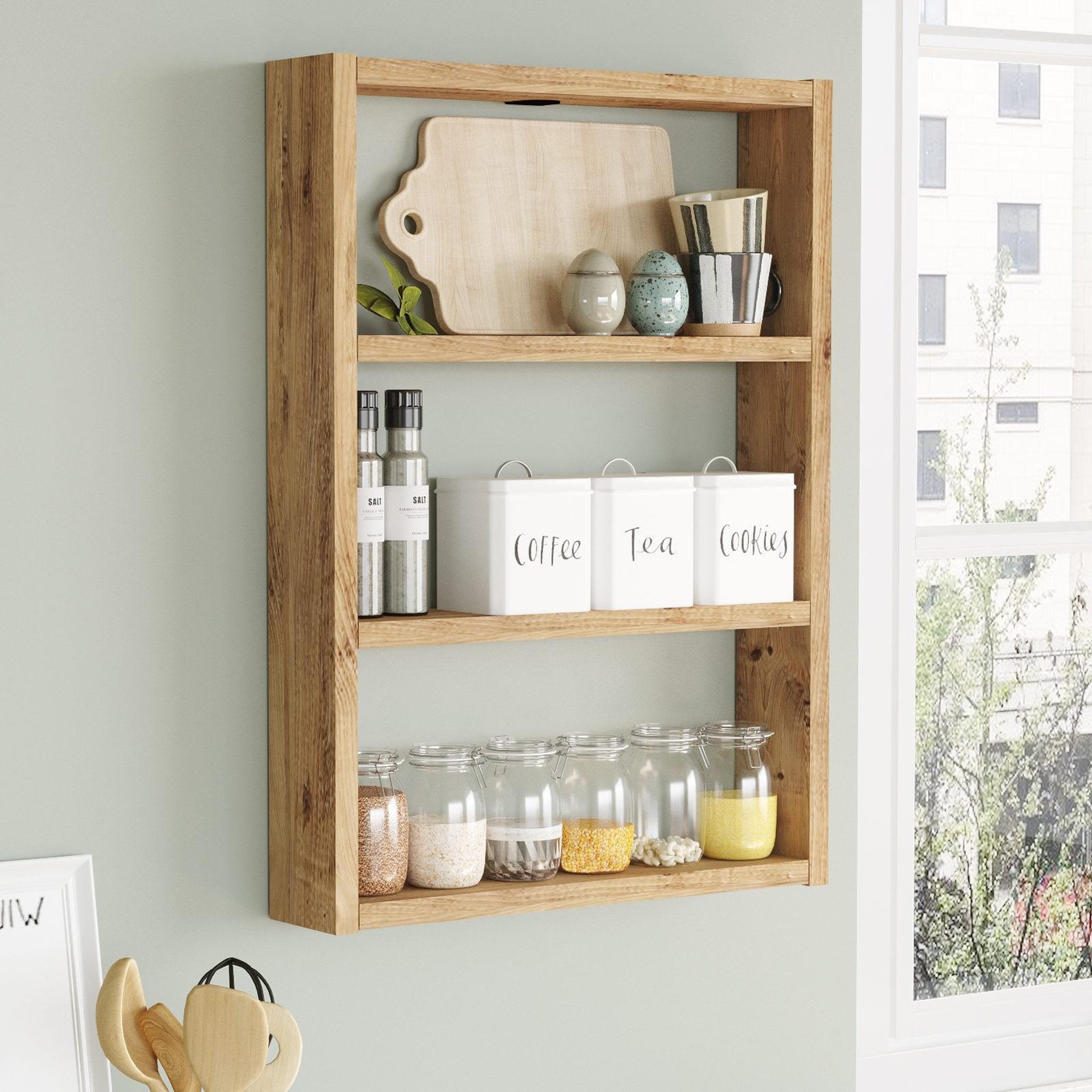 Voir la diapositive 2 : Habitat et Jardin Étagère murale en bois  pr1  - 43 x 9 x 60 cm - pin atlantique