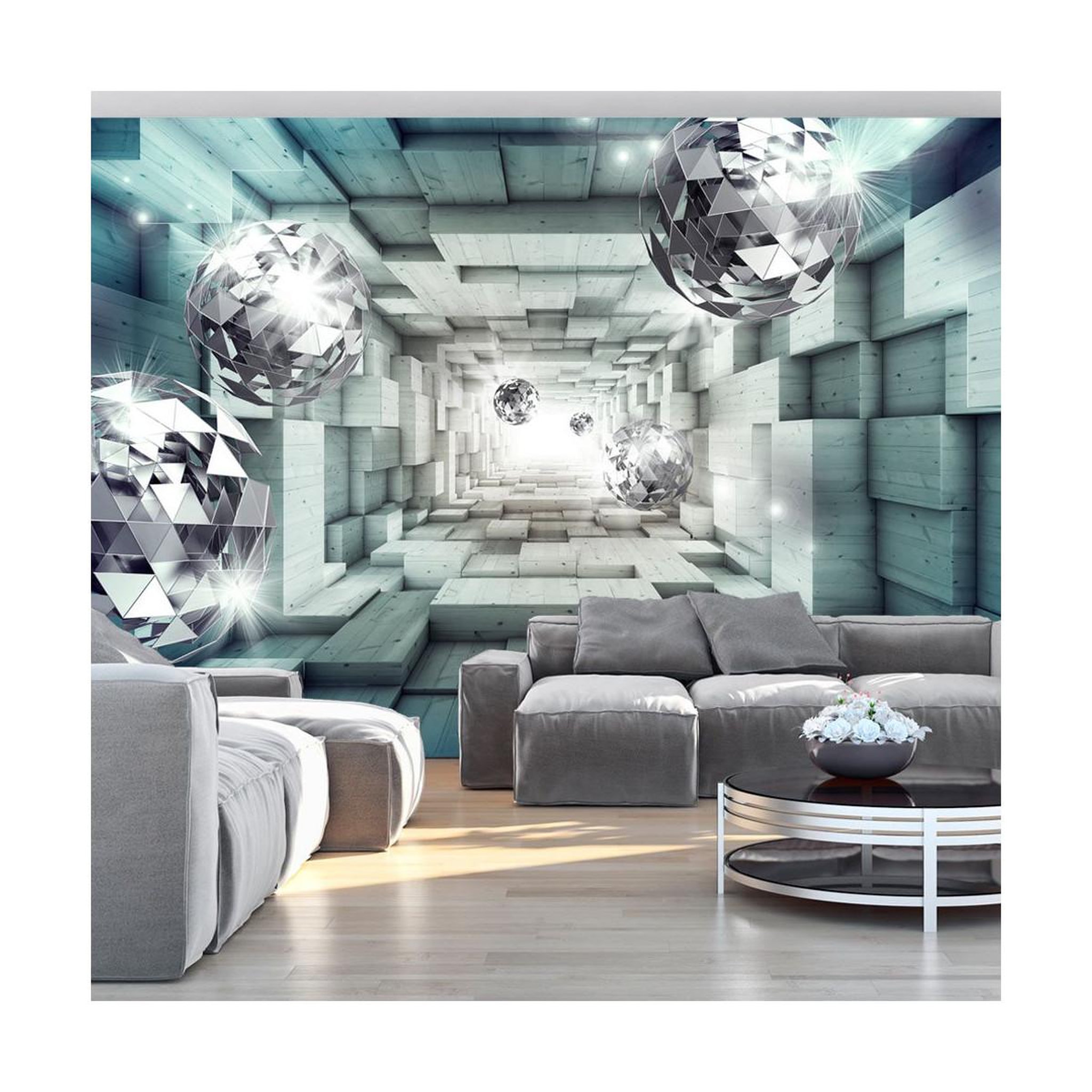 Paris Prix Papier peint  journey through the blue tunnel. Coloris disponibles : Multicolore