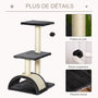 Voir la diapositive 5 : PAWHUT Arbre à chat griffoir grattoir design jeu boule suspendue 2 plateformes peluche sisal naturel gris