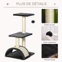Voir la diapositive 5 : PAWHUT Arbre à chat griffoir grattoir design jeu boule suspendue 2 plateformes peluche sisal naturel gris