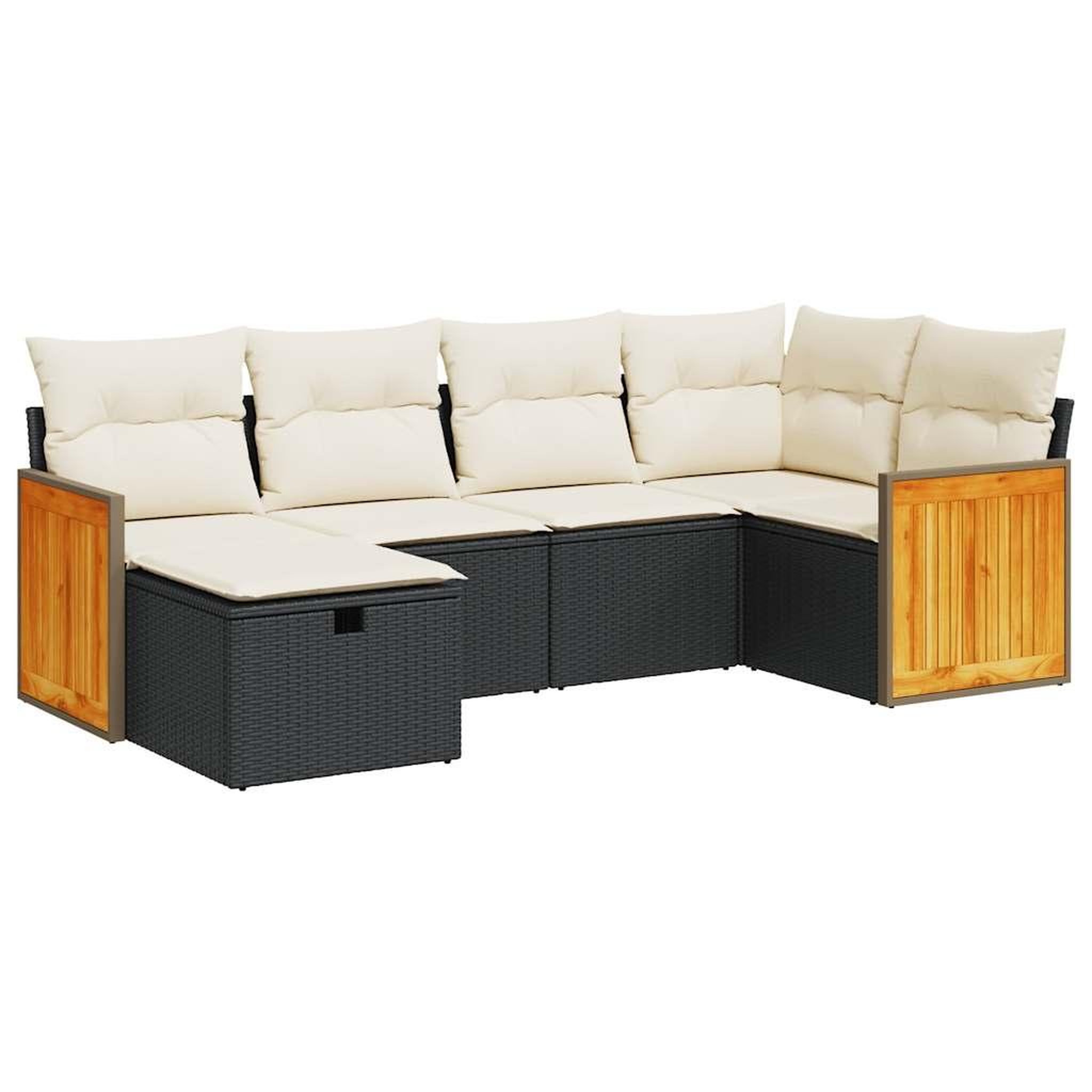 Voir la diapositive 2 : VIDAXL Salon de jardin 6 pcs avec coussins noir resine tressee