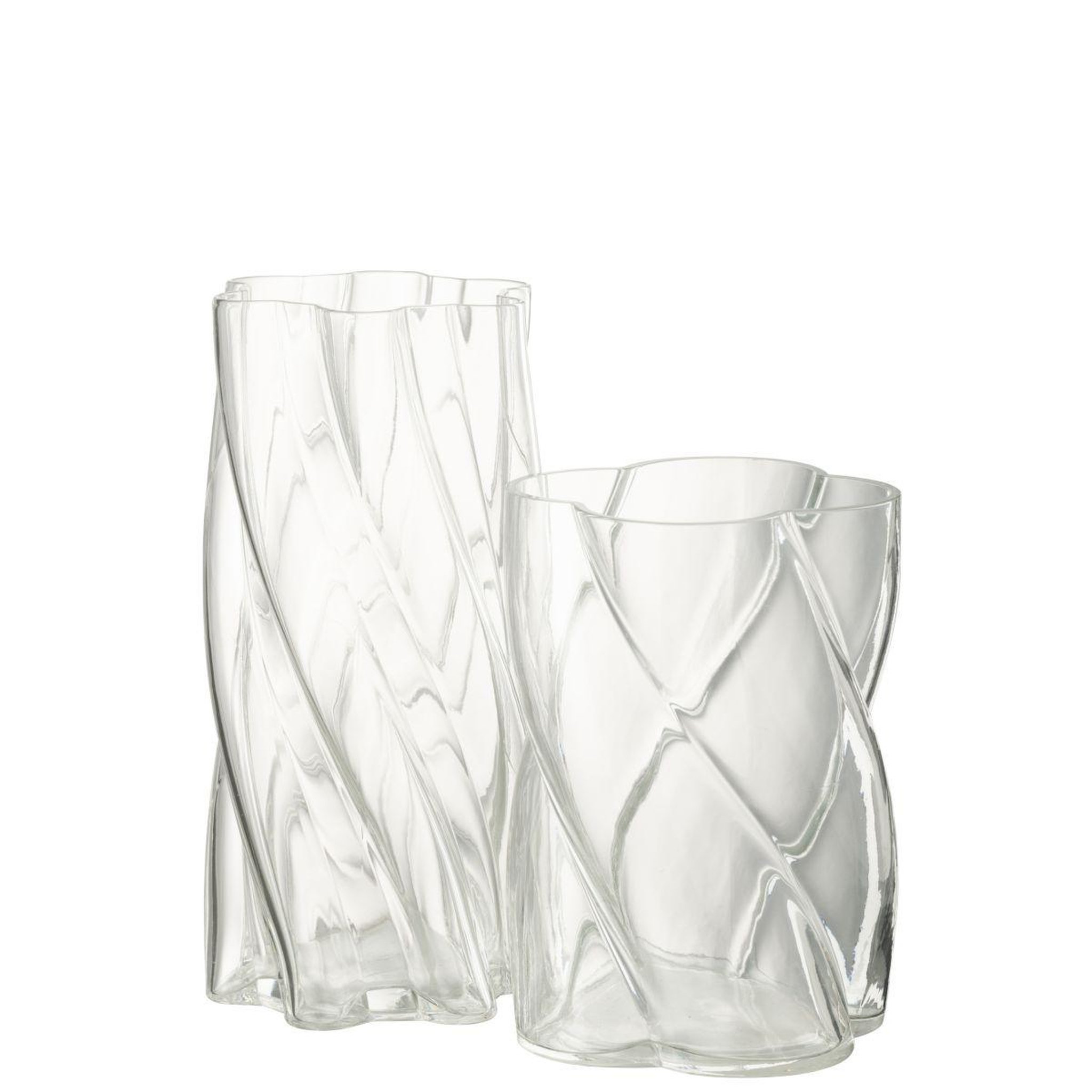 Voir la diapositive 2 : J-LINE Vase tourbillon en verre  swirly  19cm transparent