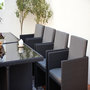 Voir la diapositive 5 : CONCEPT USINE Table et chaises 12 places encastrables en résine noir-gris MONACO