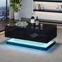 Voir la diapositive 4 : MERAX Table basse rectangulaire noir avec 2 tiroirs - 50x90 cm led panneau de particules
