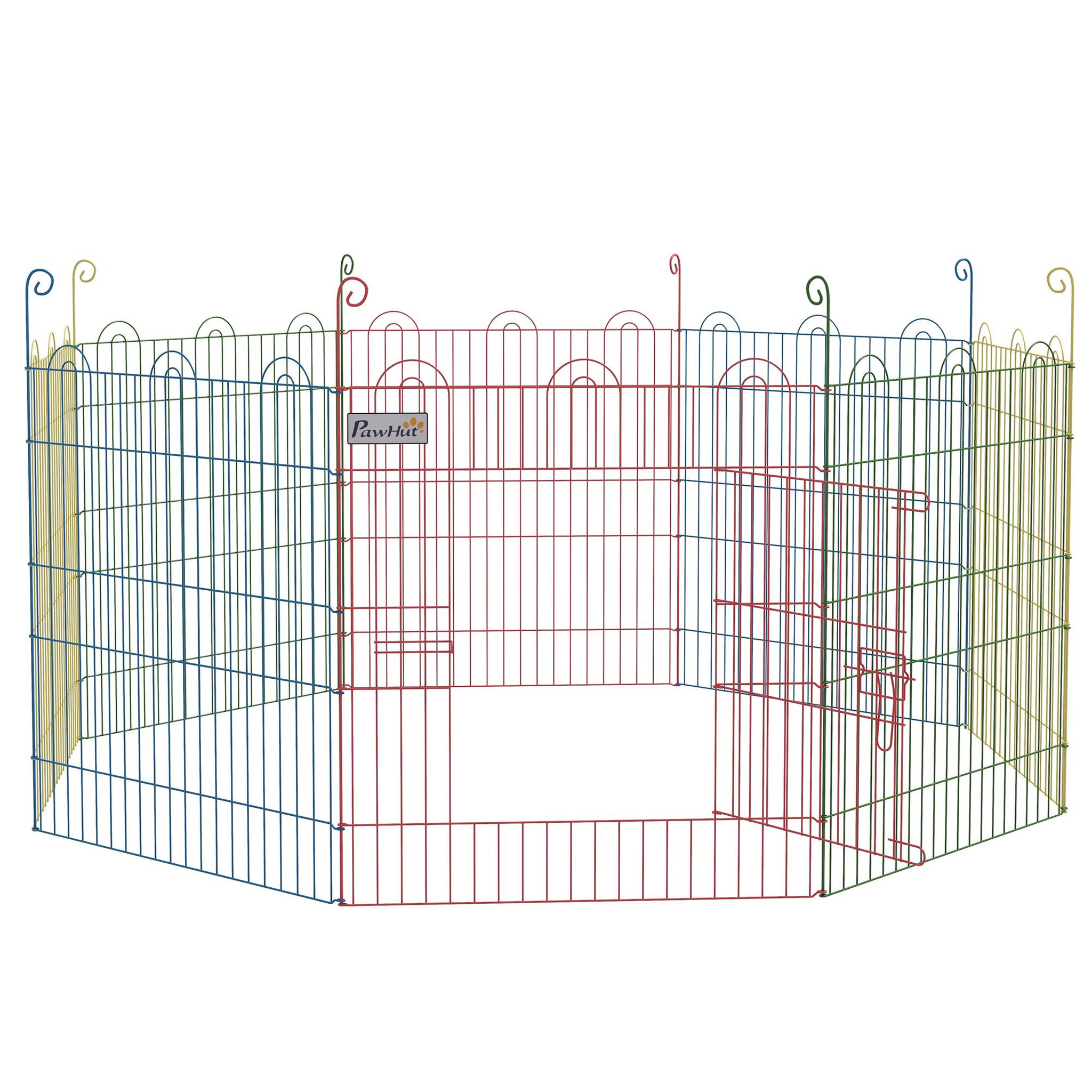 Voir la diapositive 2 : PAWHUT Parc enclos modulable pour chien animaux porte verrouillable 8 panneaux dim. Panneau 58l x 60h cm métal multicolore