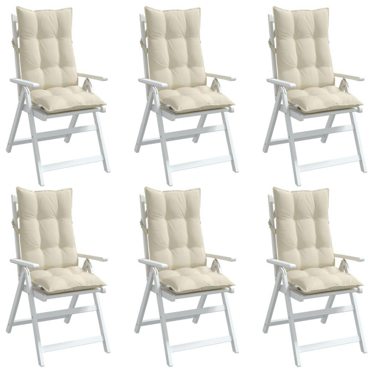 VIDAXL Coussins de chaise a dossier haut lot de 6 creme tissu oxford