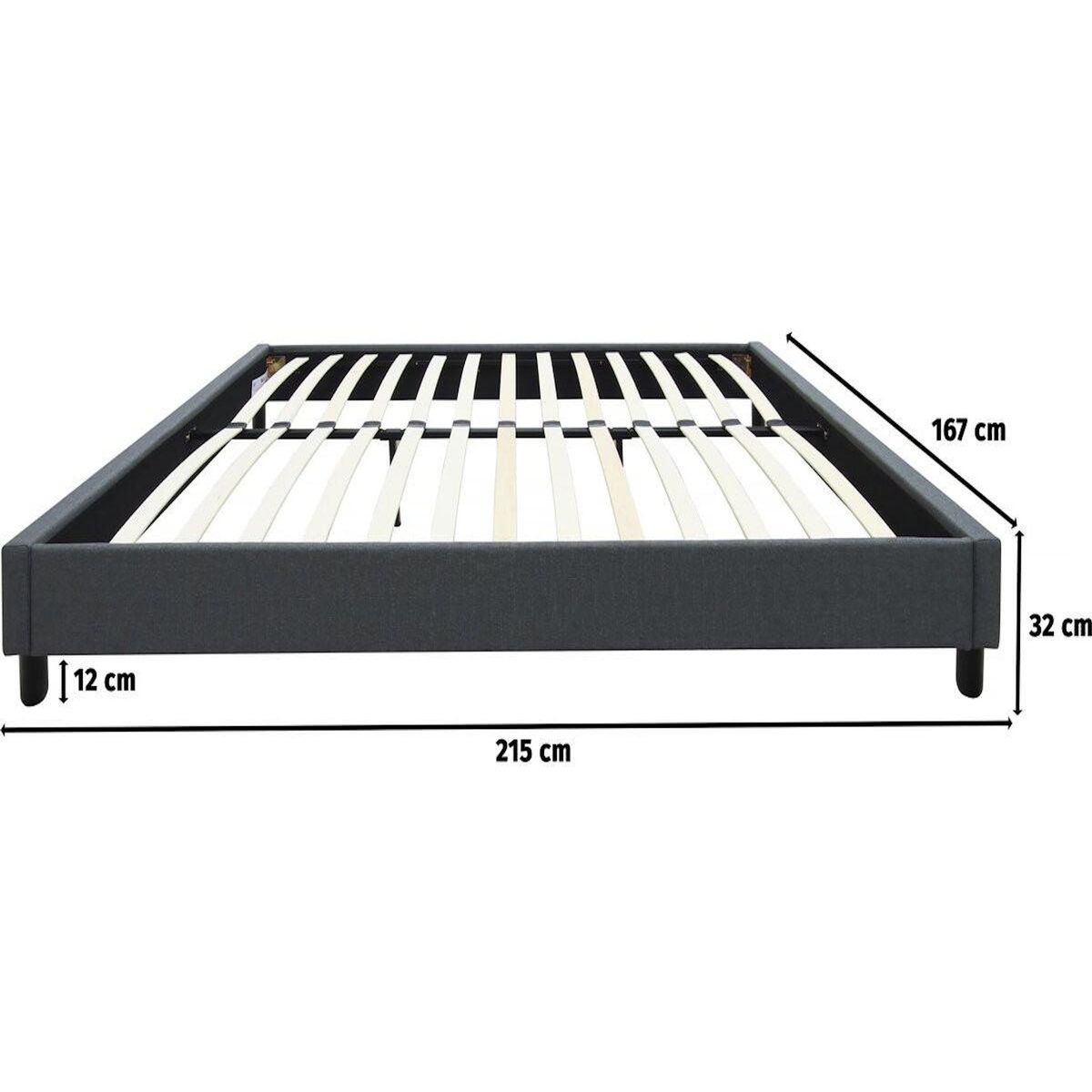 Habitat et Jardin Sommier  Andy  en tissu - 160 x 200 cm - Gris anthracite