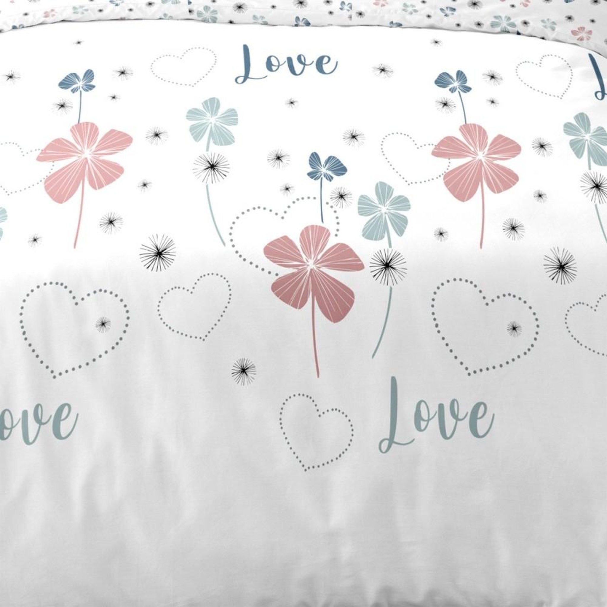Voir la diapositive 3 : Dourev Housse de couette 140x200 Love Tiana + taie polycoton