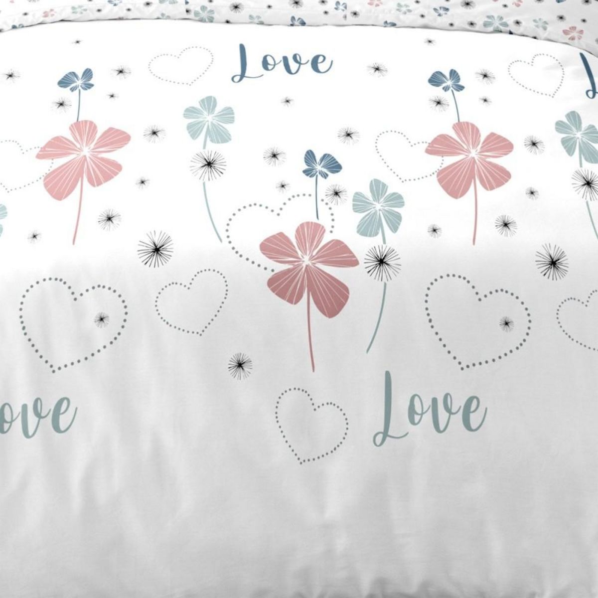 Dourev Housse de couette 140x200 Love Tiana + taie polycoton