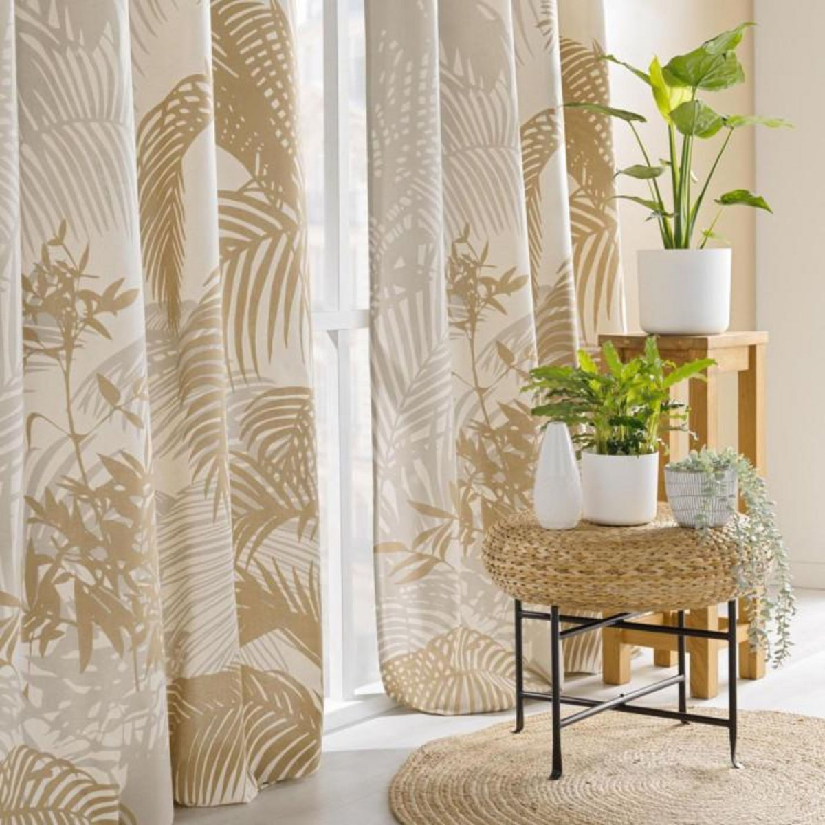 Paris Prix Rideau à Œillets Imprimé  Baobab  140x260cm Beige