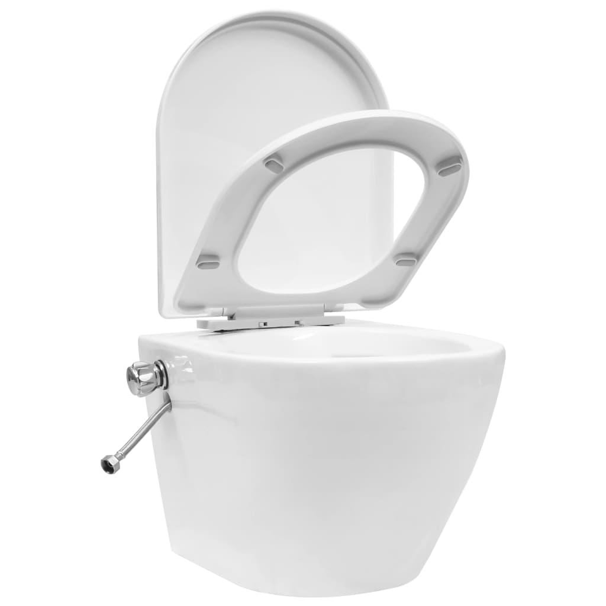 Voir la diapositive 4 : VIDAXL Toilette murale sans bord a fonction de bidet Ceramique Blanc