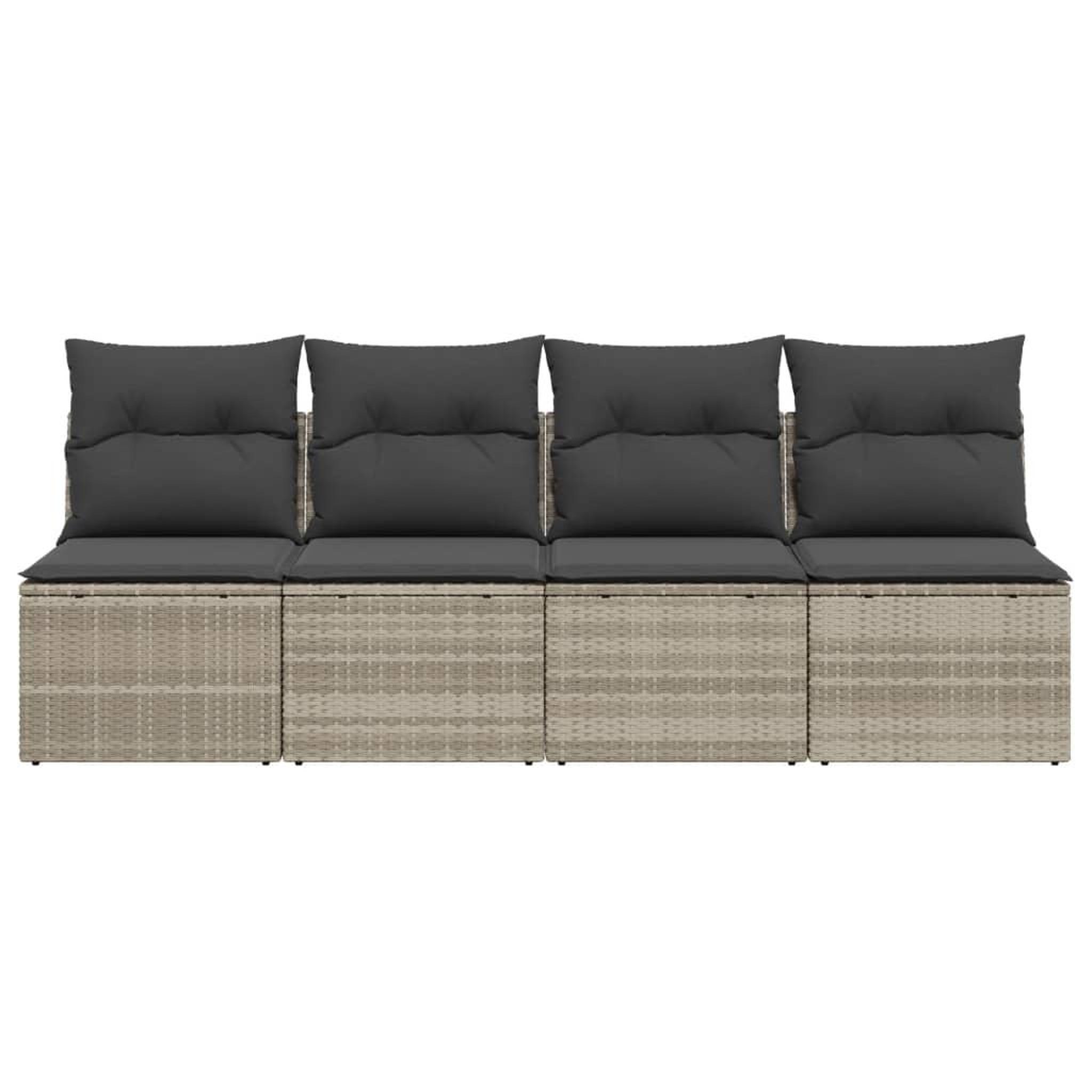 Voir la diapositive 4 : VIDAXL Canape de jardin et coussins 4 places gris clair resine tressee