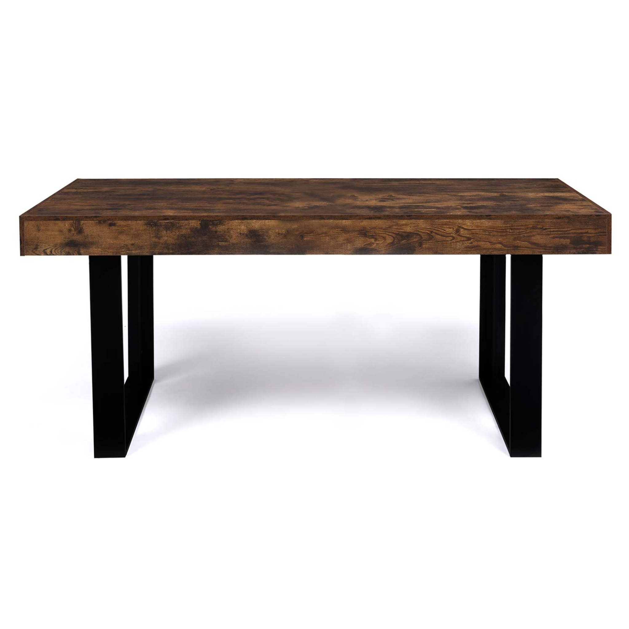 Voir la diapositive 3 : ID MARKET Table à manger rectangle phoenix 8 personnes bois effet vieilli et noir 200 cm