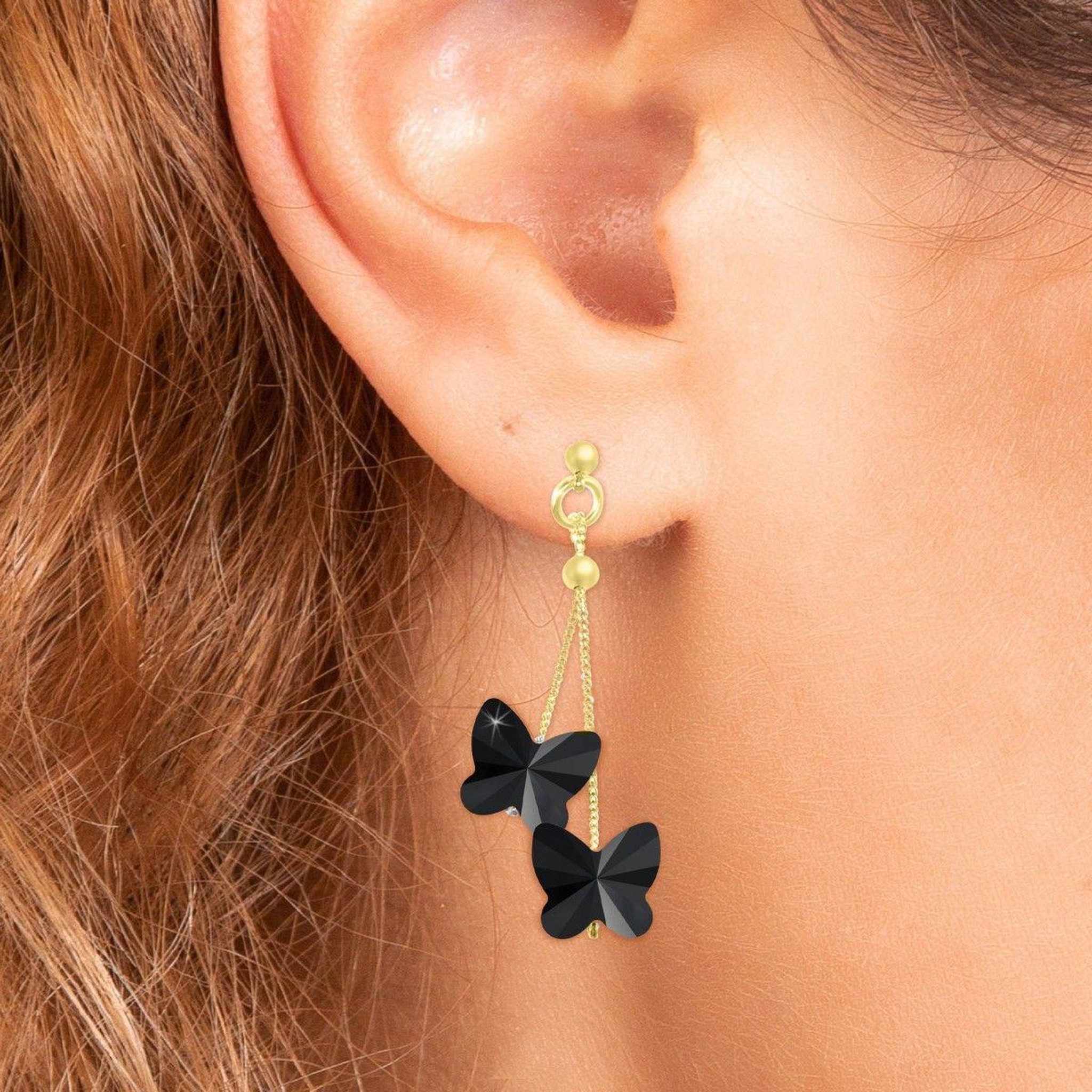 Voir la diapositive 2 : SC BOHEME Boucles d'oreilles papillons ornées de cristaux scintillants par SC Bohème