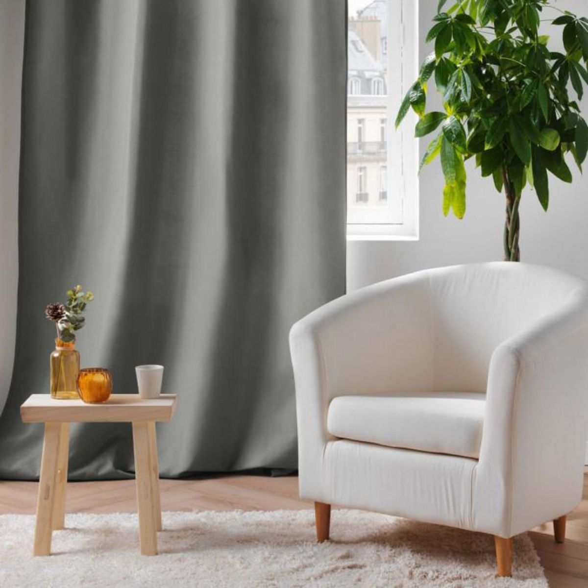 Paris Prix Rideau Isolant Thermique  Micropolar  135x260cm Gris