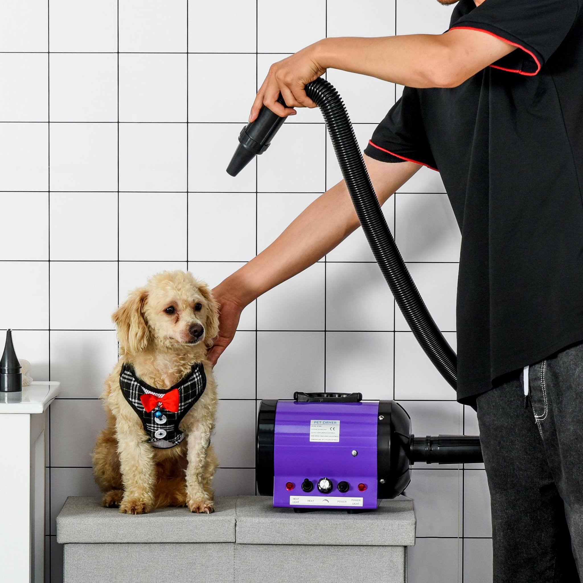 Voir la diapositive 2 : PAWHUT Séchoir sèche-poils toilettage professionnel pour chien chat animaux 2800 w température + vitesse réglable rose fuchsia noir