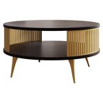BEST MOBILIER Forini - table basse ronde - noir et doré - 1 niche - 75 cm. Coloris disponibles : Bicolore