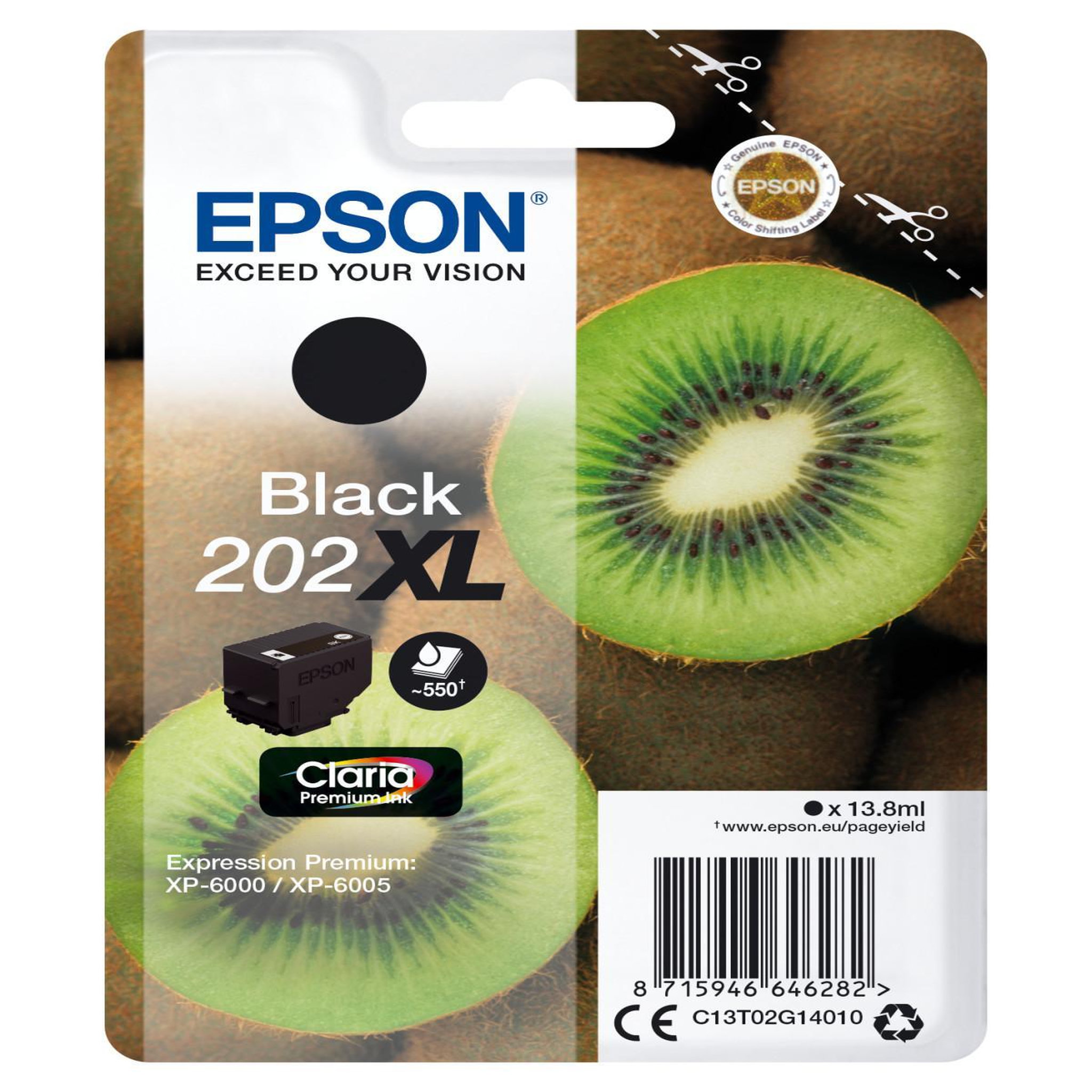 Voir la diapositive 2 : Epson Cartouche d'encre originale 202 xl haute capacité noire série kiwi - c13t02e14010