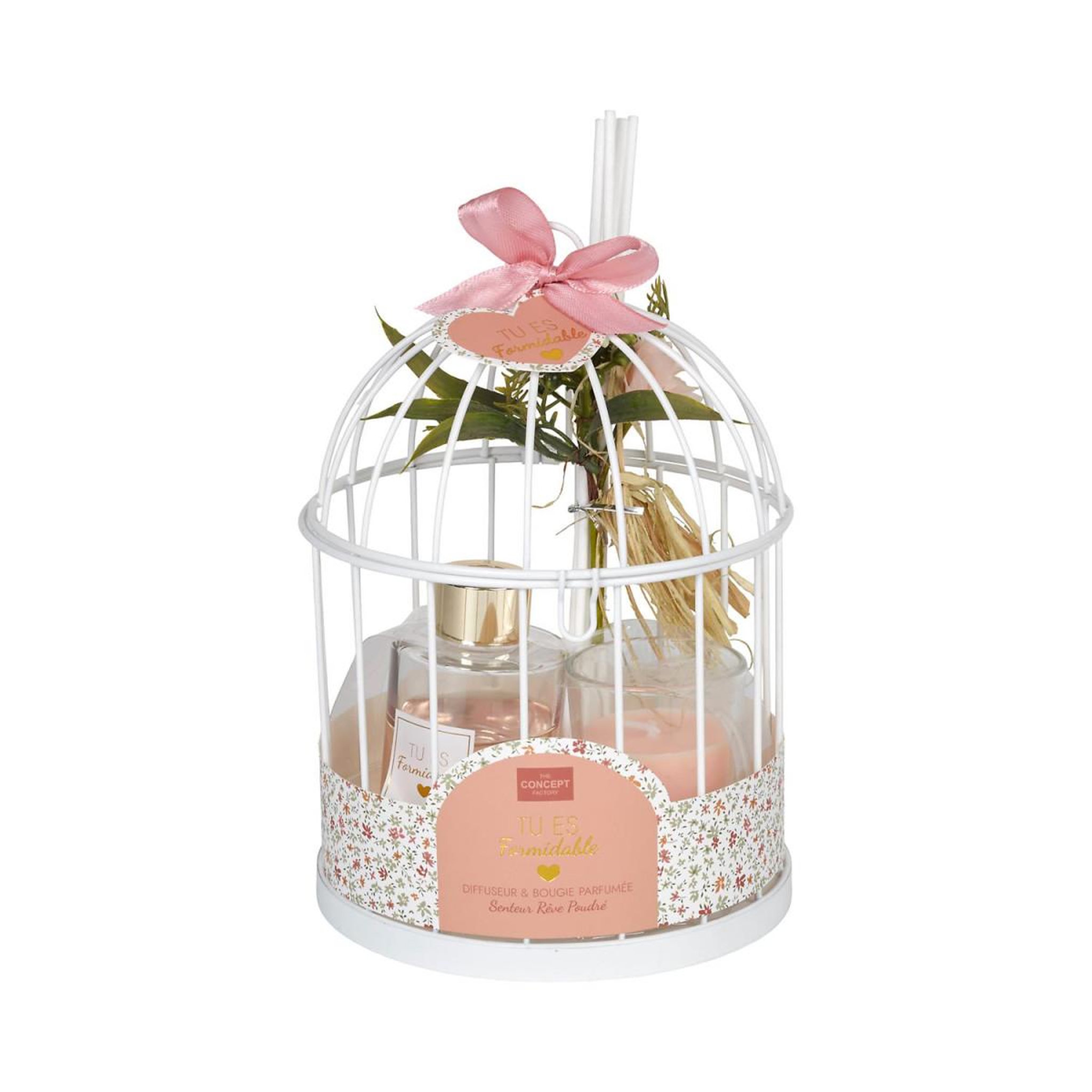Voir la diapositive 4 : The Home Deco Factory Coffret senteur  cage  20cm rêve poudré