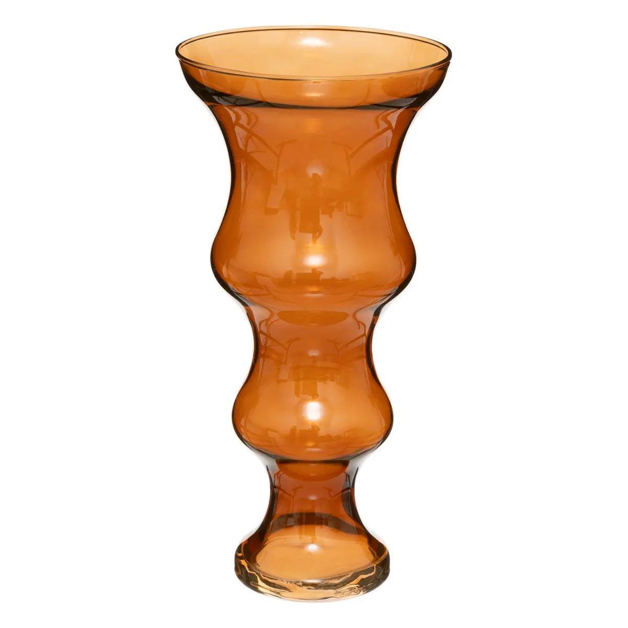 Voir la diapositive 2 : ATMOSPHERA Vase double en verre  matali  36cm ambre