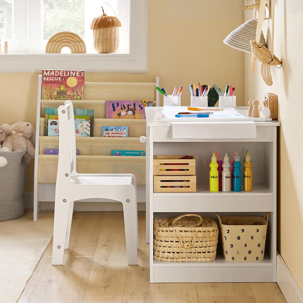 SOBUY SoBuy - Ensemble Table Et Chaise Enfant avec 2 étagères - Nordique - KMB60