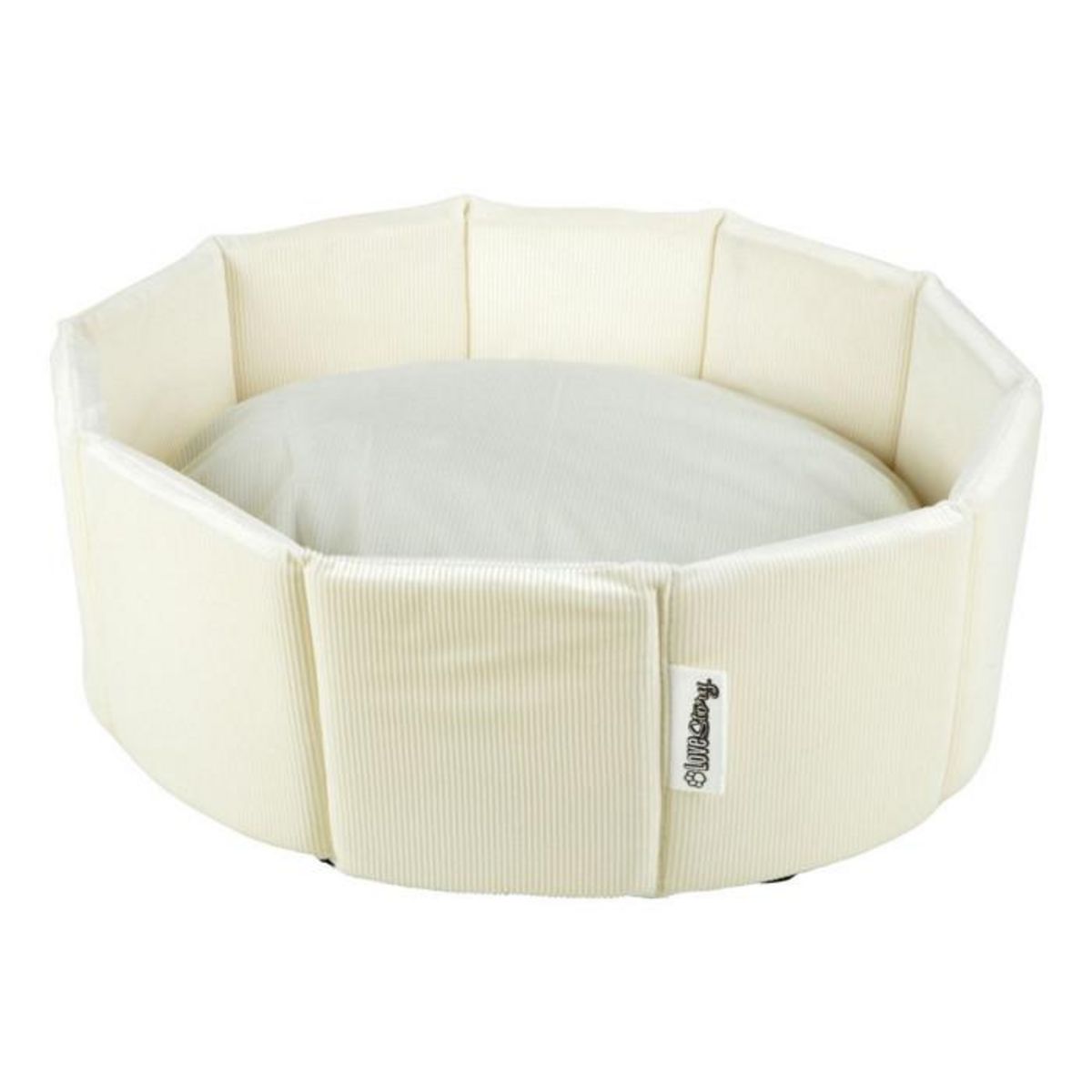 Paris Prix Panier Rond Chien & Chat Velours  Crafty  48cm Écru