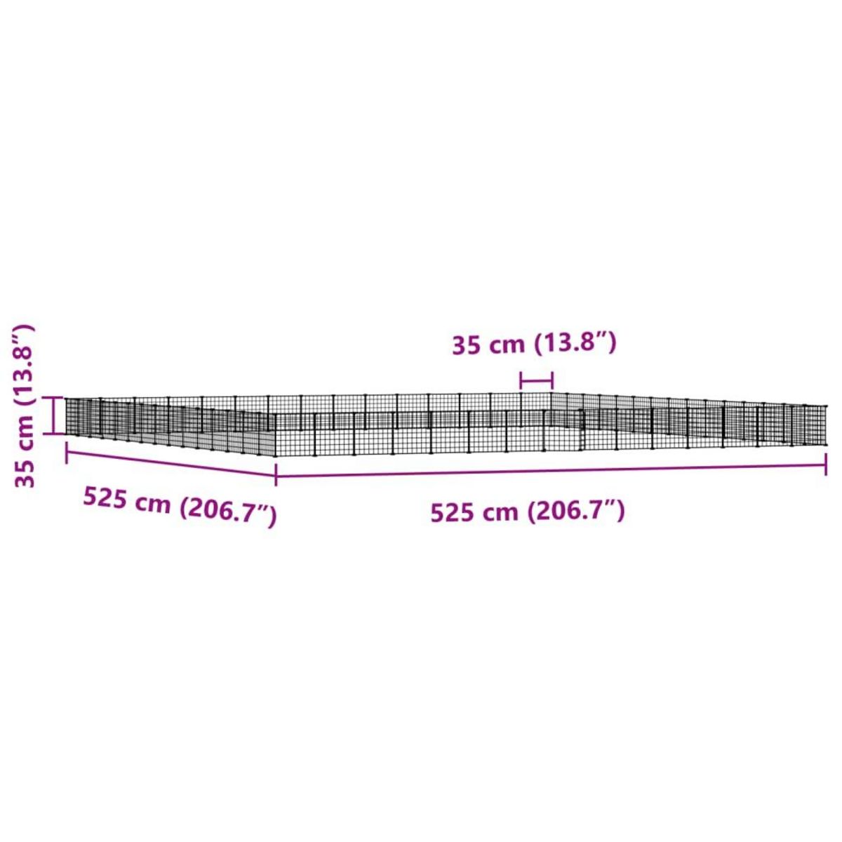 VIDAXL Cage animaux de compagnie a 60 panneaux et porte Noir 35x35 cm