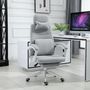 Voir la diapositive 2 : VINSETTO Fauteuil de bureau manager grand confort dossier réglable repose-pied coussin lombaire roulettes 360° lin 62L x 68P x 127H cm gris