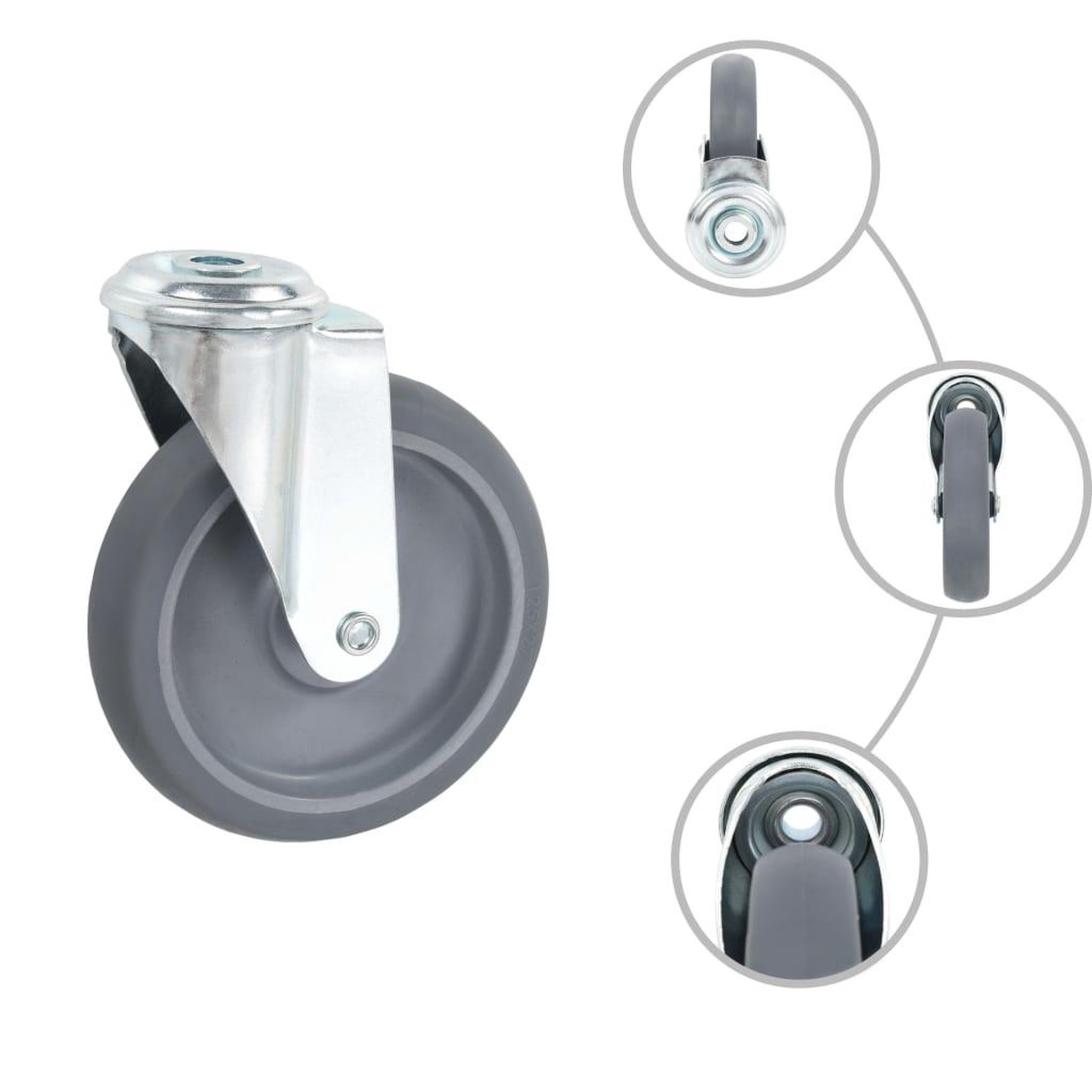 Voir la diapositive 2 : VIDAXL 4 pcs Roulettes pivotantes a trou de boulon 125 mm
