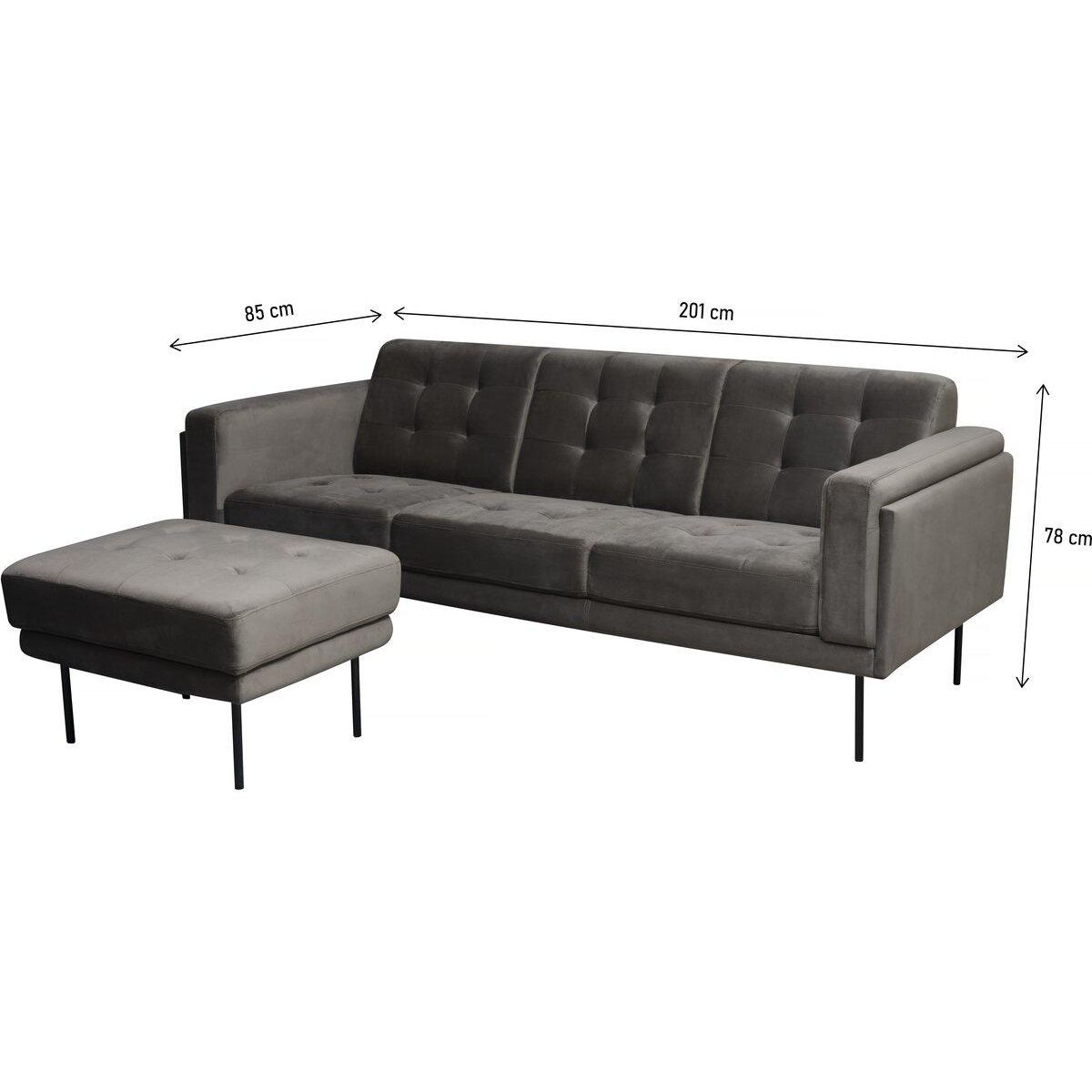 Habitat et Jardin Canapé d'angle reversible en velours  Noé  - 3 places - Gris