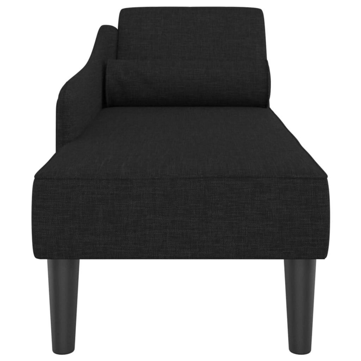 VIDAXL Chaise longue avec coussins noir tissu