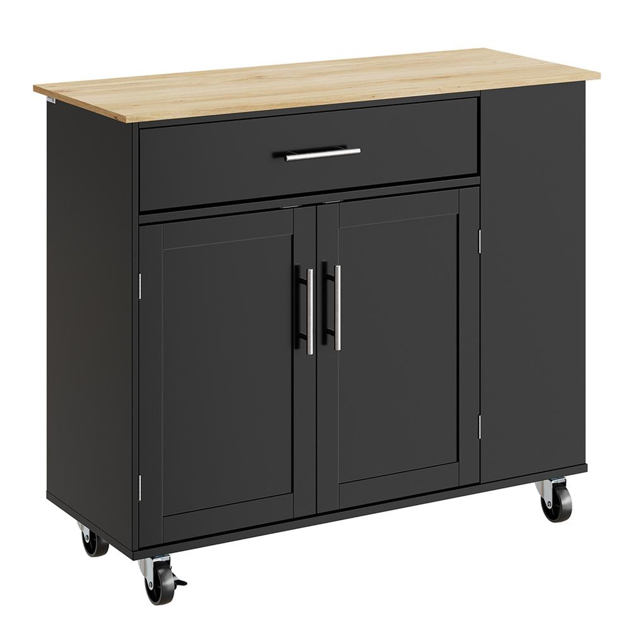SOBUY Îlot de cuisine mobile avec tiroir et rangement, noir, 99x40x84.3 cm, fkw133-sch