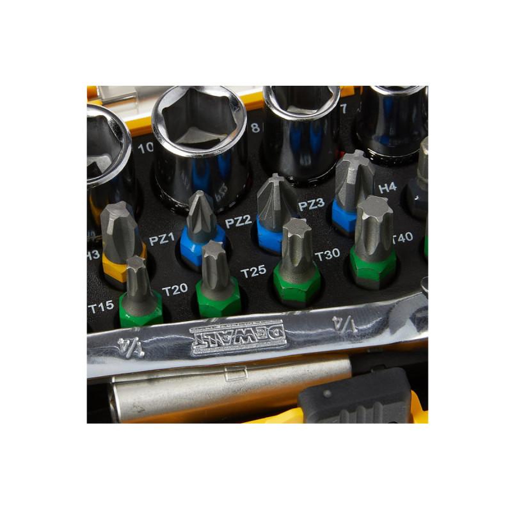 Voir la diapositive 4 : Dewalt Coffret 24 pièces de vissage dewalt - douilles et embouts 25 mm - dt71516-qz
