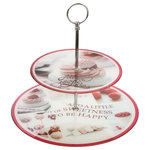 SECRET DE GOURMET Serviteur en verre avec motifs - 2 Etages. Coloris disponibles : Vert