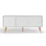 Voir la diapositive 3 : ID MARKET Buffet bas scandinave 135 cm EFFIE 3 portes bois blanc