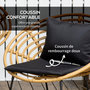 Voir la diapositive 4 : OUTSUNNY Salon de jardin 4 places 4 pièces style exotique table basse coussins noirs fournis résine tressée aspect rotin